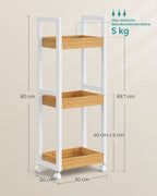 Badkamerplank – met 3 niveaus – smal – ruimtebesparend – wit-natuurkleur