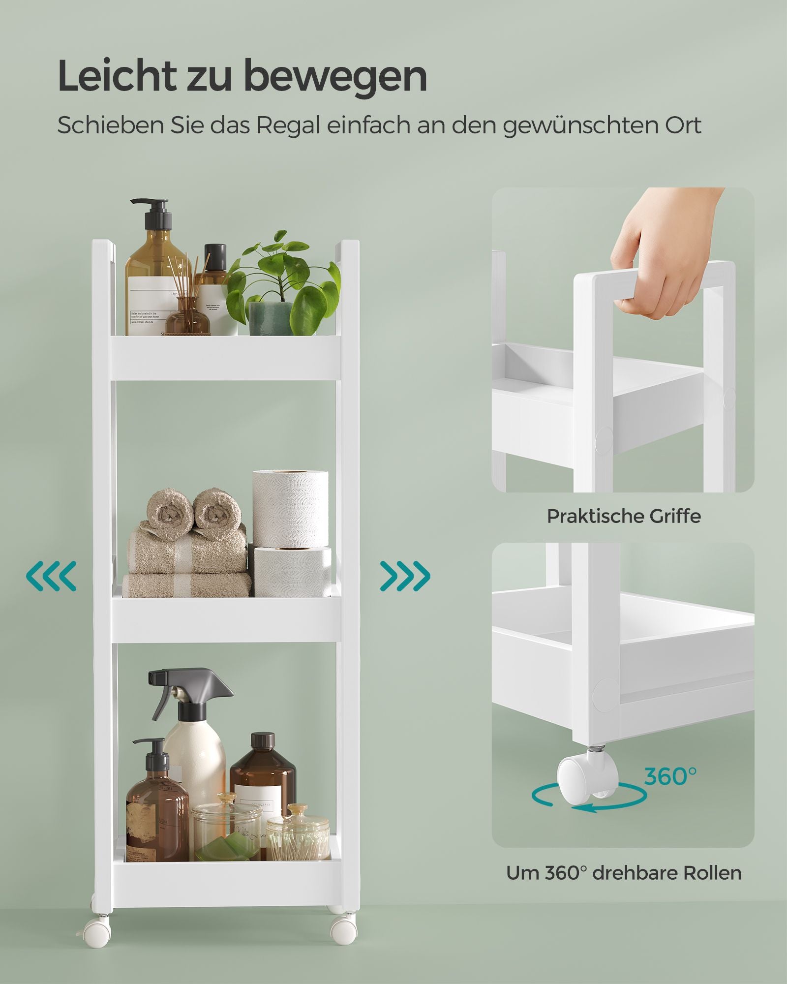 Badkamerplank – met 3 niveaus – smal – ruimtebesparend – wit