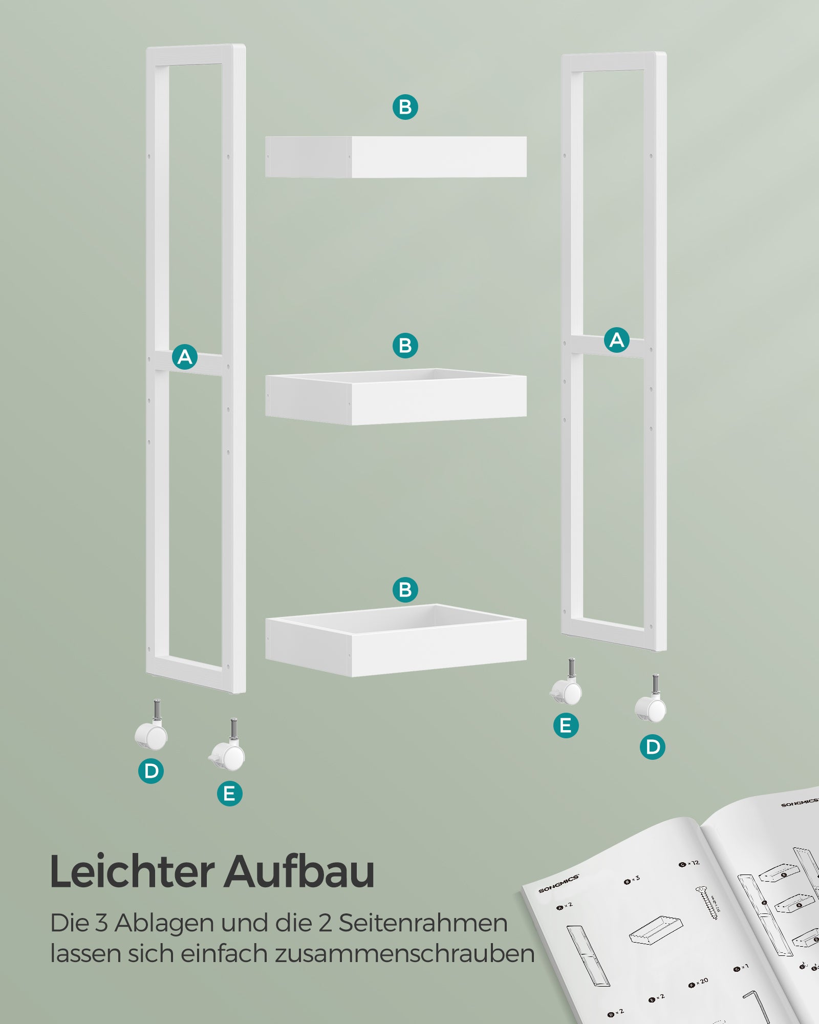 Badkamerplank – met 3 niveaus – smal – ruimtebesparend – wit