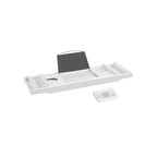 Badplank - Badrek - Uittrekbaar - Bamboe - (75-109) x 23 x 4,5 cm - Wit