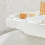 Badplank - Badrek - Uittrekbaar - Bamboe - (75-109) x 23 x 4,5 cm - Wit