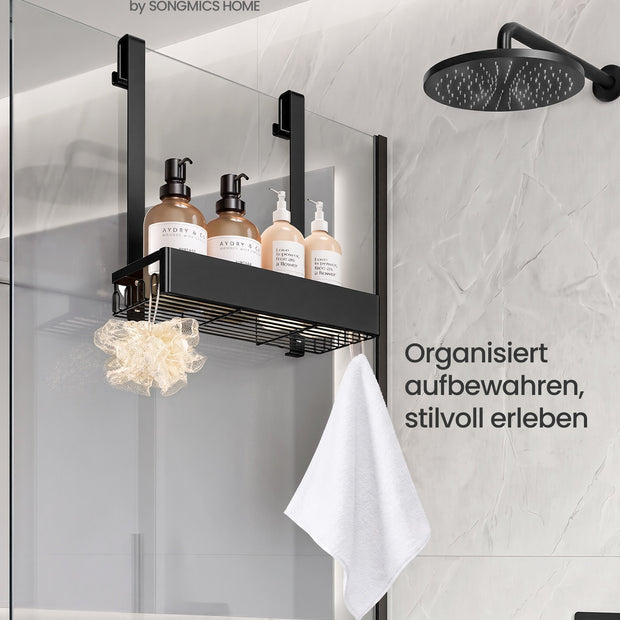 Doucherek om op te Hangen – 2 Lagen – Zonder Boren – Roestvrij – Zwart