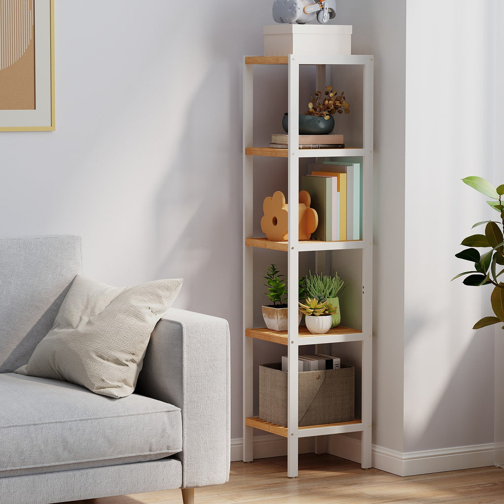 Badkamerplank 5 niveaus, smalle plank staand, multifunctioneel opbergrek
