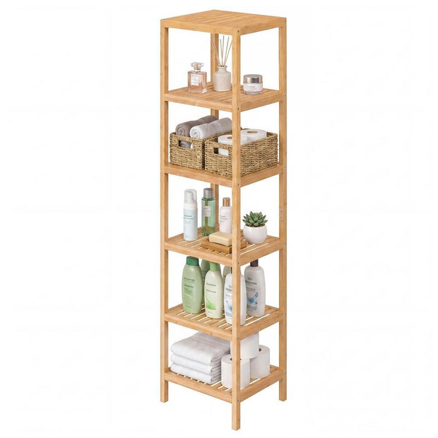 Badkamerrek - Bamboe - 6 Verstelbare Planken - 178 cm - Naturel