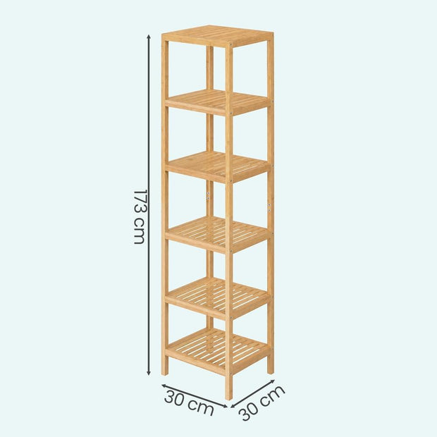 Badkamerrek - Bamboe - 6 Verstelbare Planken - 178 cm - Naturel