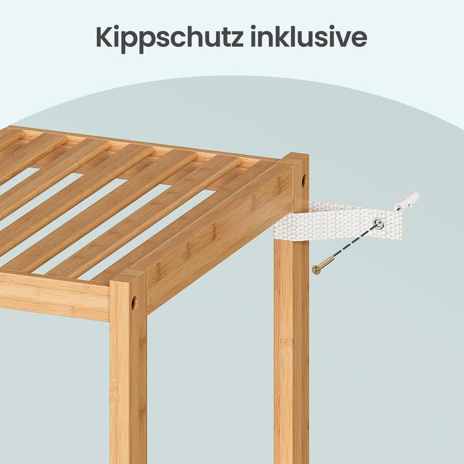 Badkamerrek - Bamboe - 6 Verstelbare Planken - 178 cm - Naturel