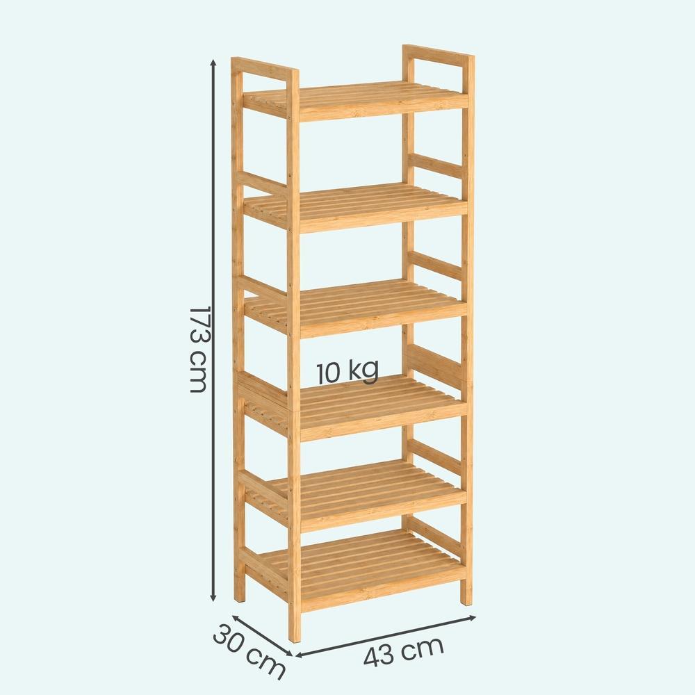 Badkamerrek - Bamboe - 6 Verstelbare Planken - 173 cm - Naturel