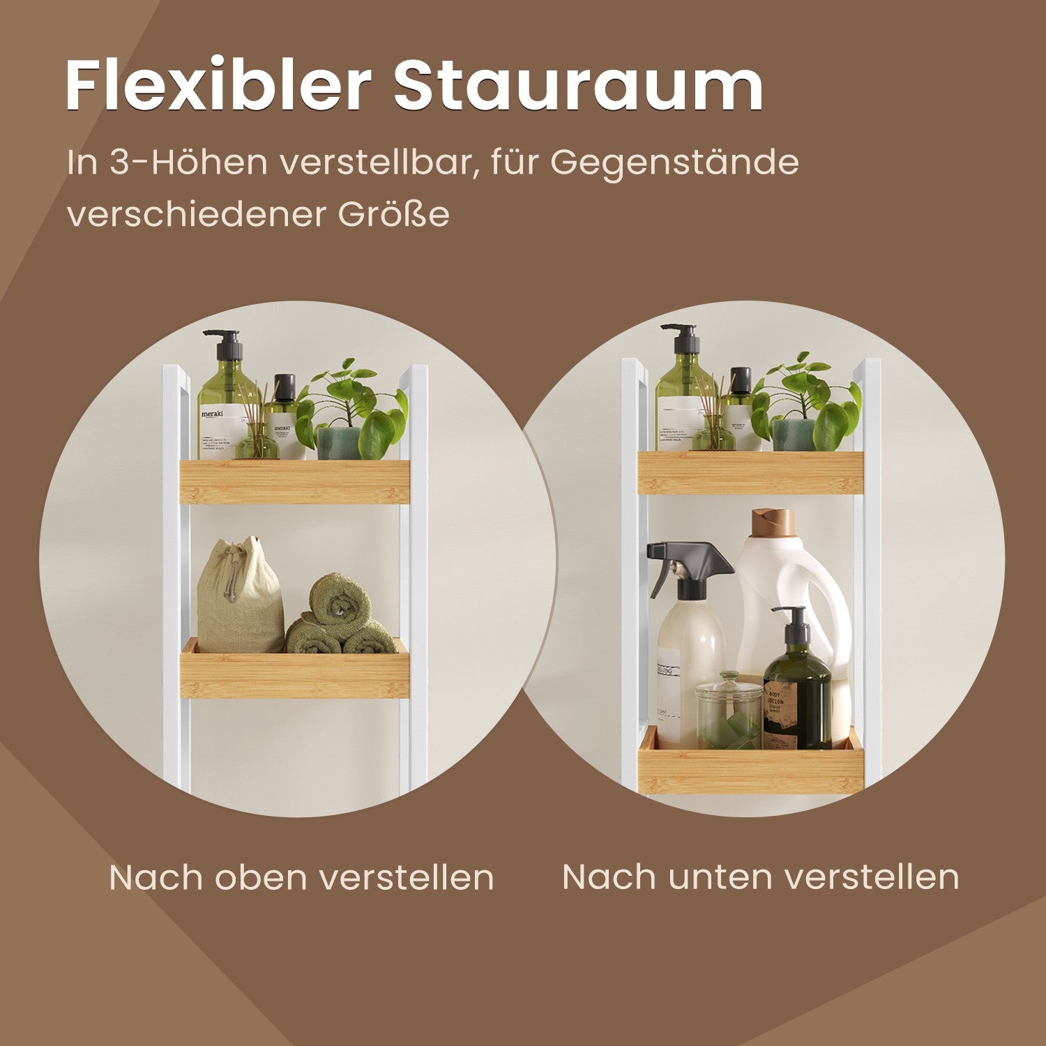 Badkamer trolley – bamboe – wit-natuurlijke kleuren