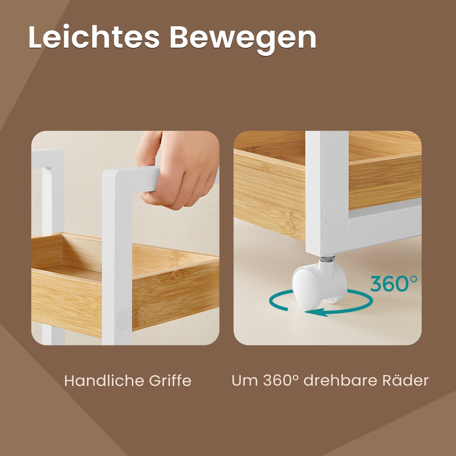 Badkamer trolley – bamboe – wit-natuurlijke kleuren