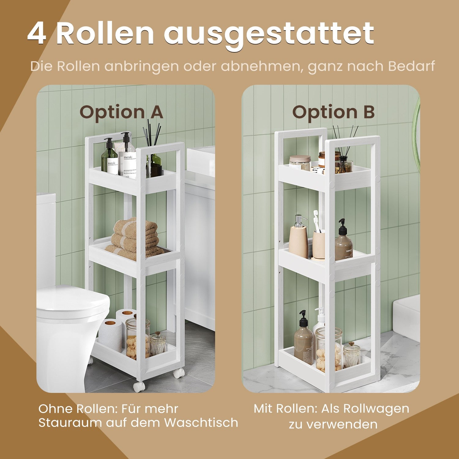 Badkamer trolley – Bamboe – Wit