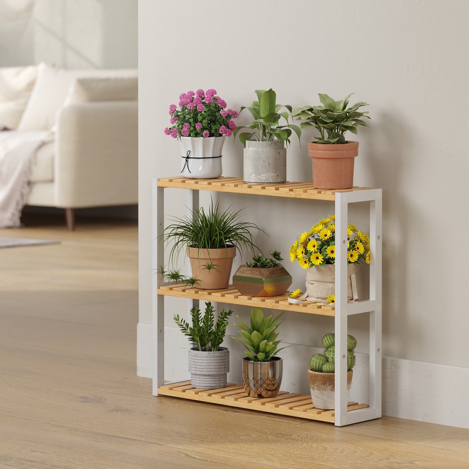 Badkamerplank, badkamerplank, plantenplank met 3 verstelbare planken