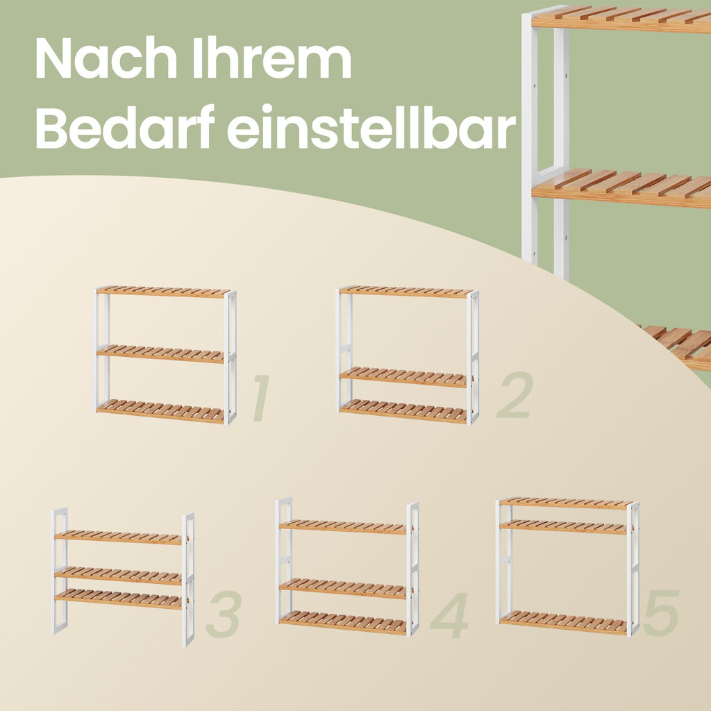 Badkamerplank, badkamerplank, plantenplank met 3 verstelbare planken