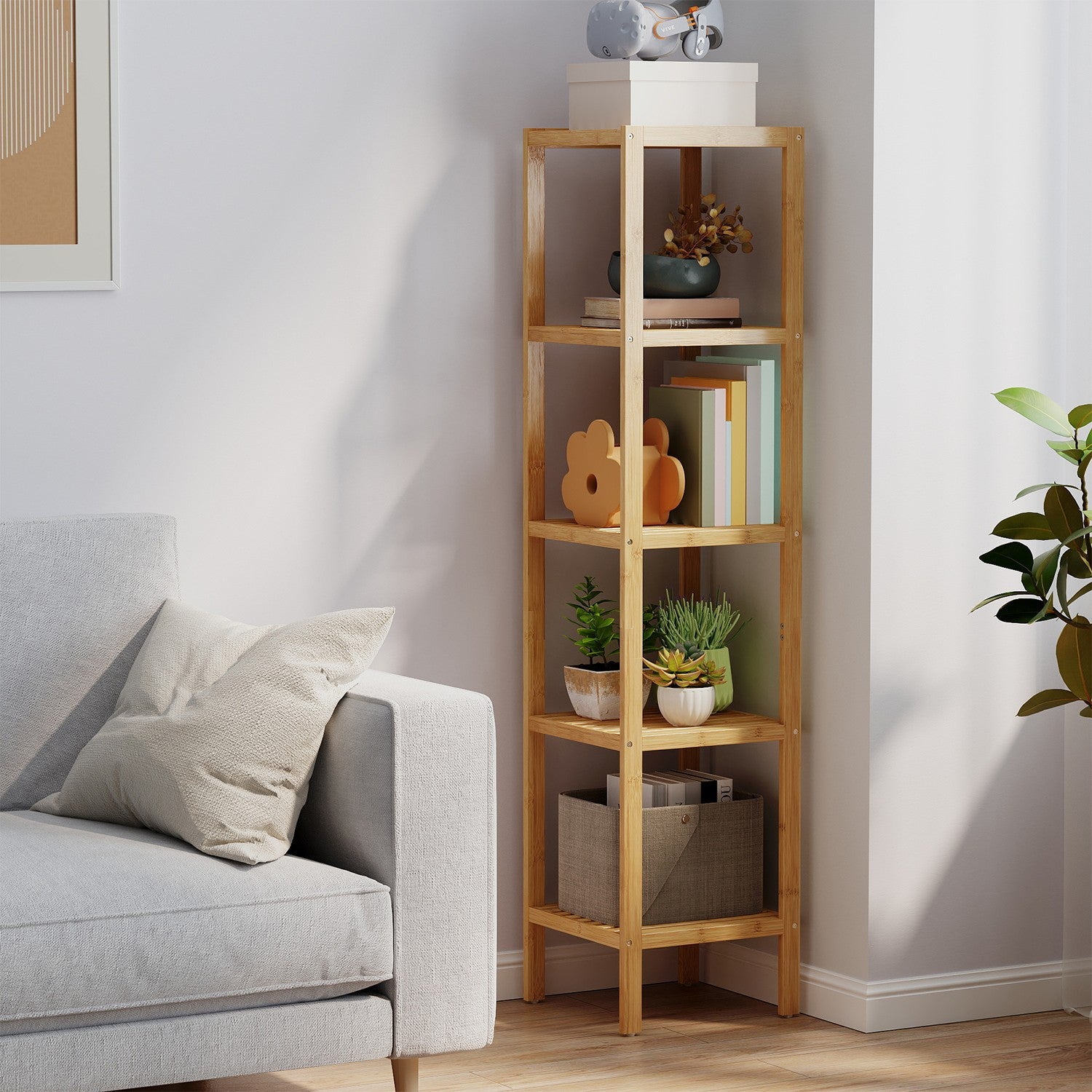 Badkamerplank 5 niveaus, smalle plank staand, multifunctioneel opbergrek