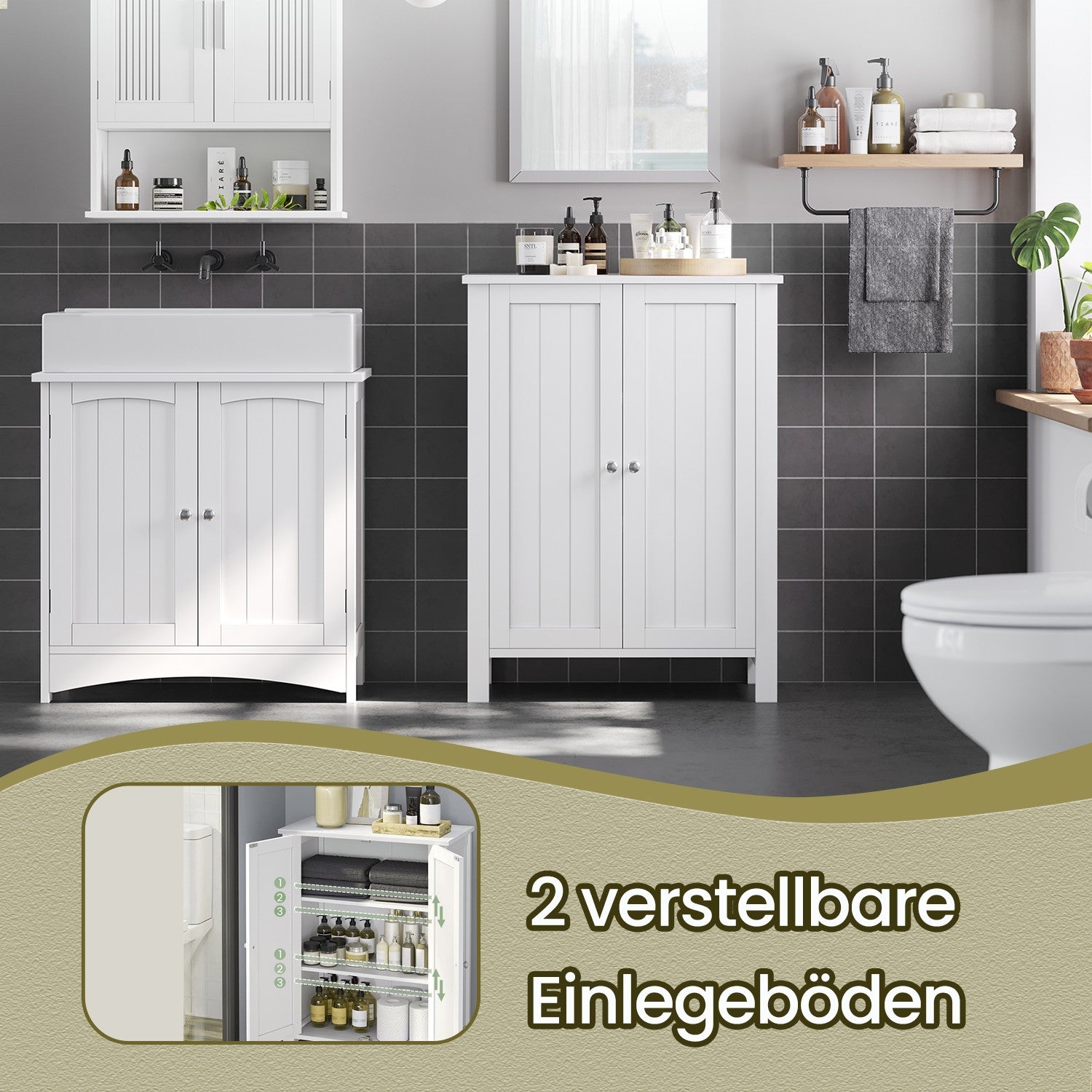 Badkamermeubel, vrijstaande badkamerkast, opbergkast