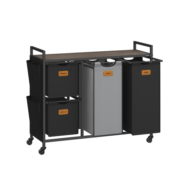 Wasmand met 4 manden – 150L – Met labels – Met wielen