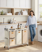 Wasmand met 4 vakken – Stijlvol ontwerp – Naturel en beige-kameelbruin-crème wit