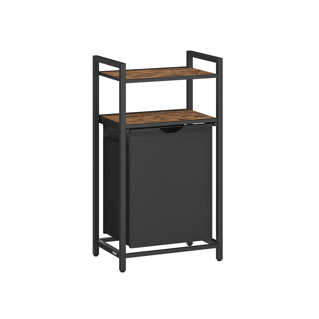 Wasmand met 2 planken 65 liter vintage bruin-zwart