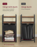 Wasmand met 2 planken 65 liter vintage bruin-zwart