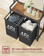 Wasmand – met kapstok – 2 vakken – vintage bruin-klassiek zwart
