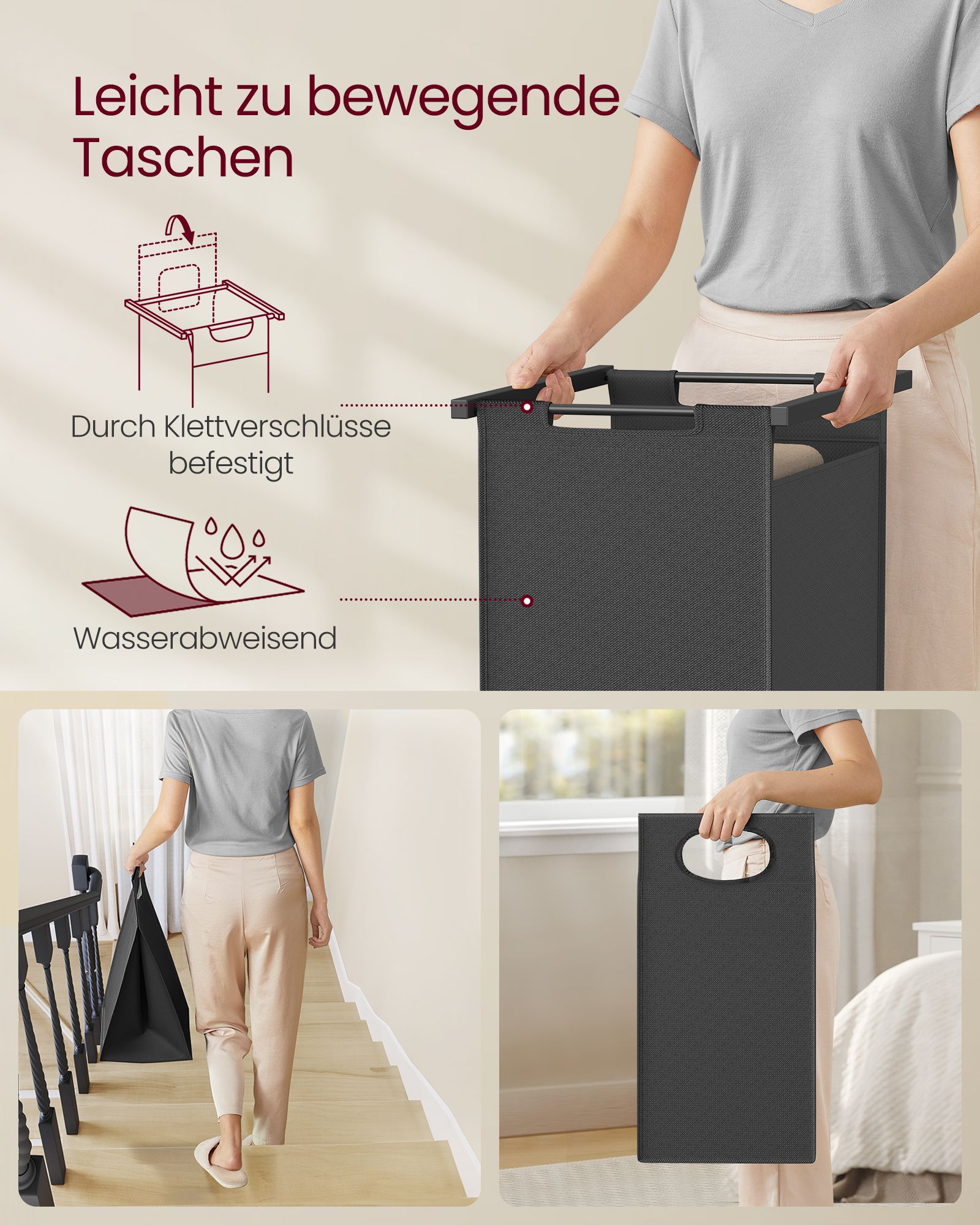 Wasmand met 2 secties – 24,2 gallon (92L) – Robuuste buizen – Waterafstotend ontwerp