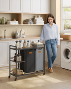 Wasmand met 2 vakken – Stijlvol ontwerp – Maroon-inkt zwart-duifgrijs