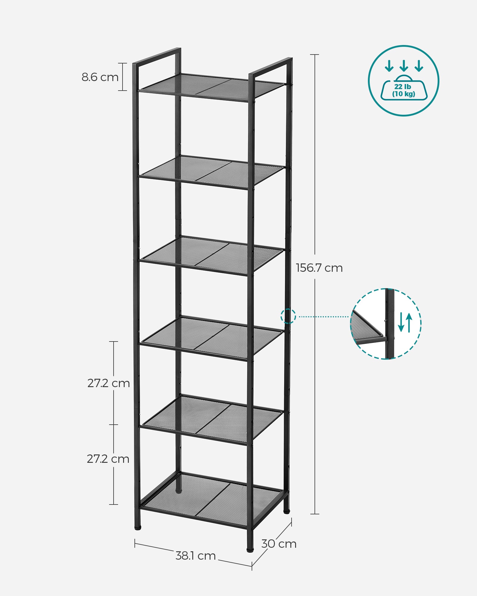 Badkamerplank – met verstelbare planken – metaal