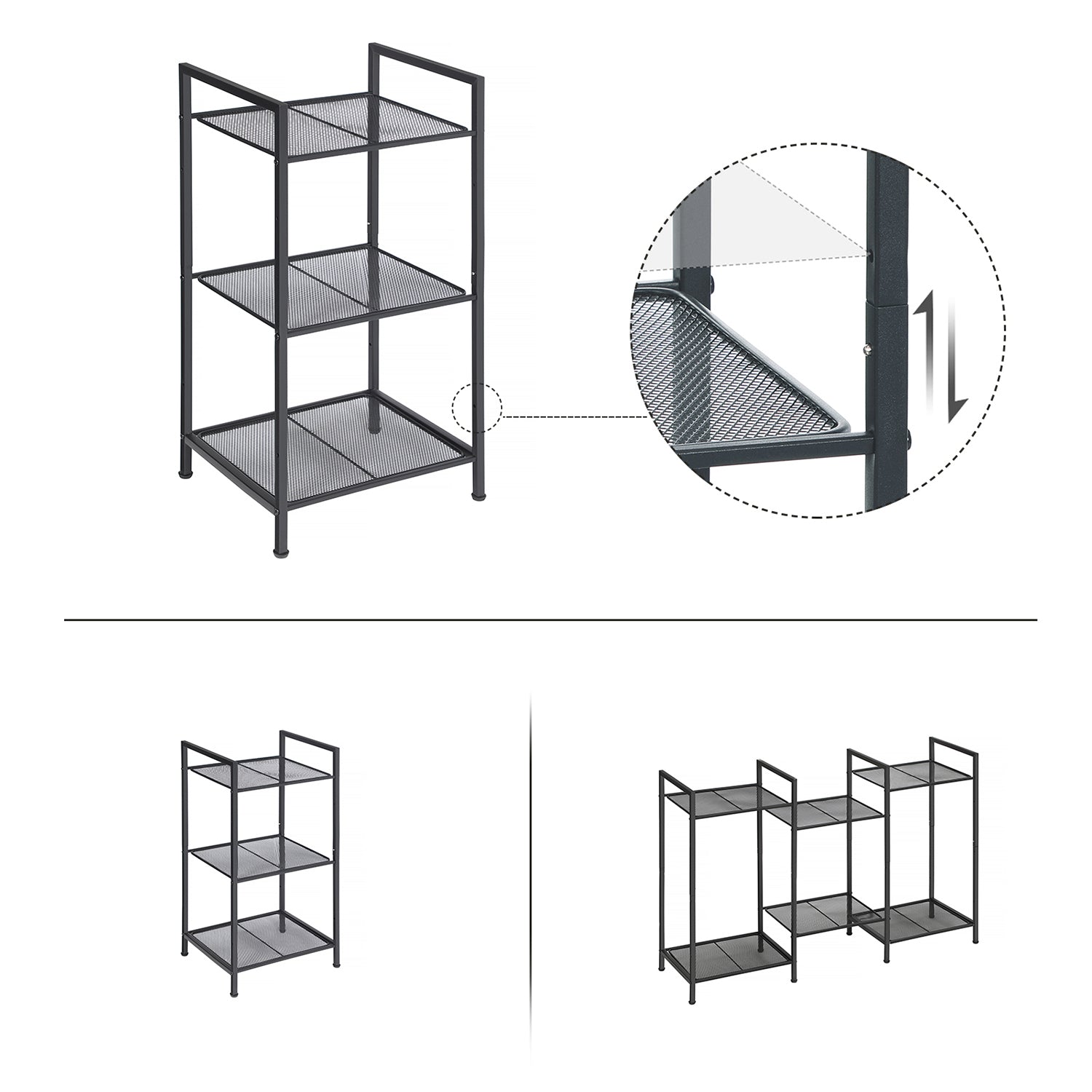 Bijzettafel - Badkamerrek - Badkamerplank - Keukenplank - Zwart