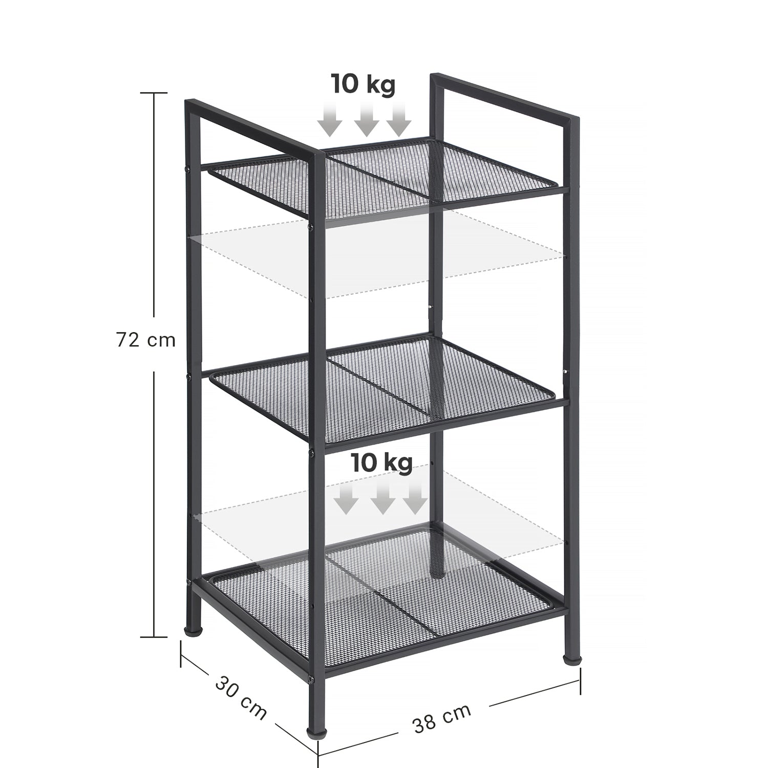 Bijzettafel - Badkamerrek - Badkamerplank - Keukenplank - Zwart
