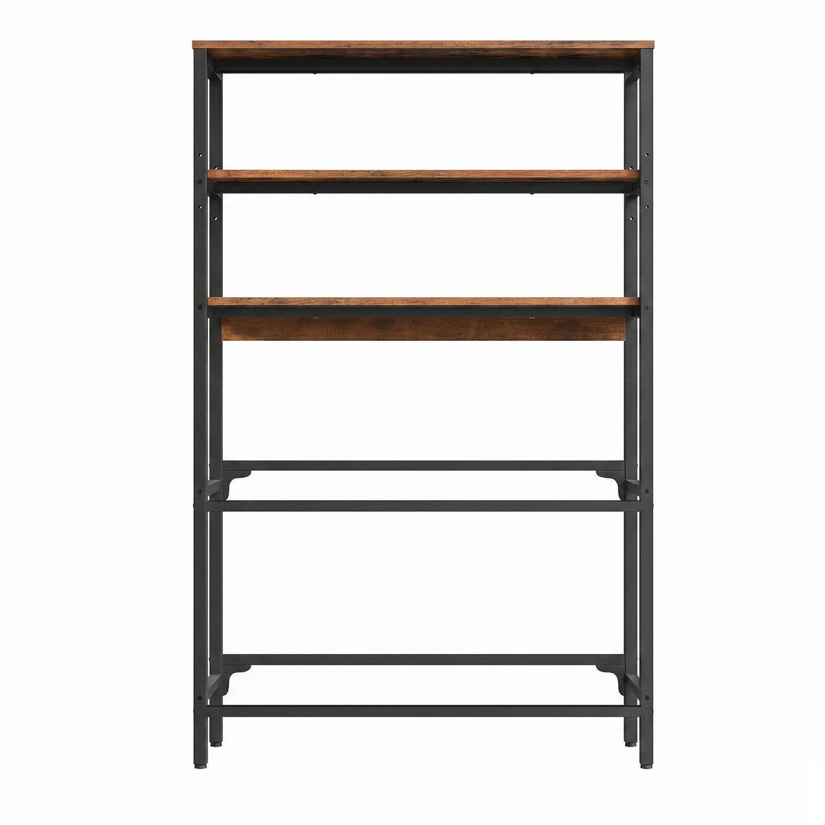 Kratten Rek – 2 Niveaus voor 6 Kratten – 3 Planken – Staal – Tot 150 kg per Niveau – Vintage Bruin en Zwart