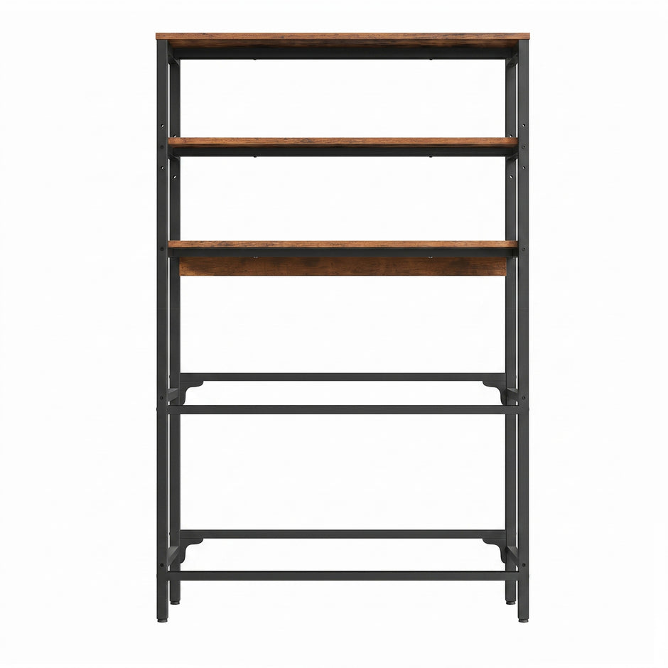 Kratten Rek – 2 Niveaus voor 6 Kratten – 3 Planken – Staal – Tot 150 kg per Niveau – Vintage Bruin en Zwart