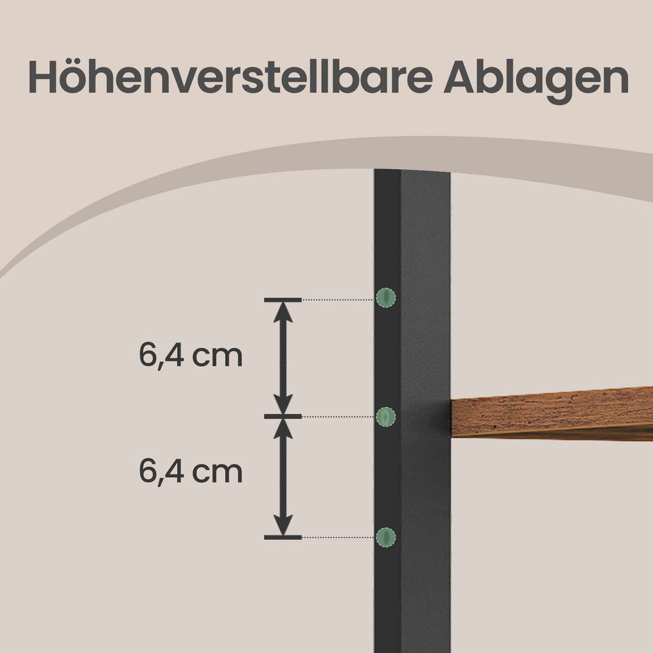 Krattenrek - Voor 4 Kratten - 3 Planken - Staal - Bruin-Zwart