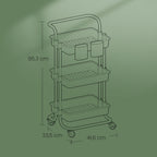 3-laags trolley, serveerwagen, keukenwagen met handvat