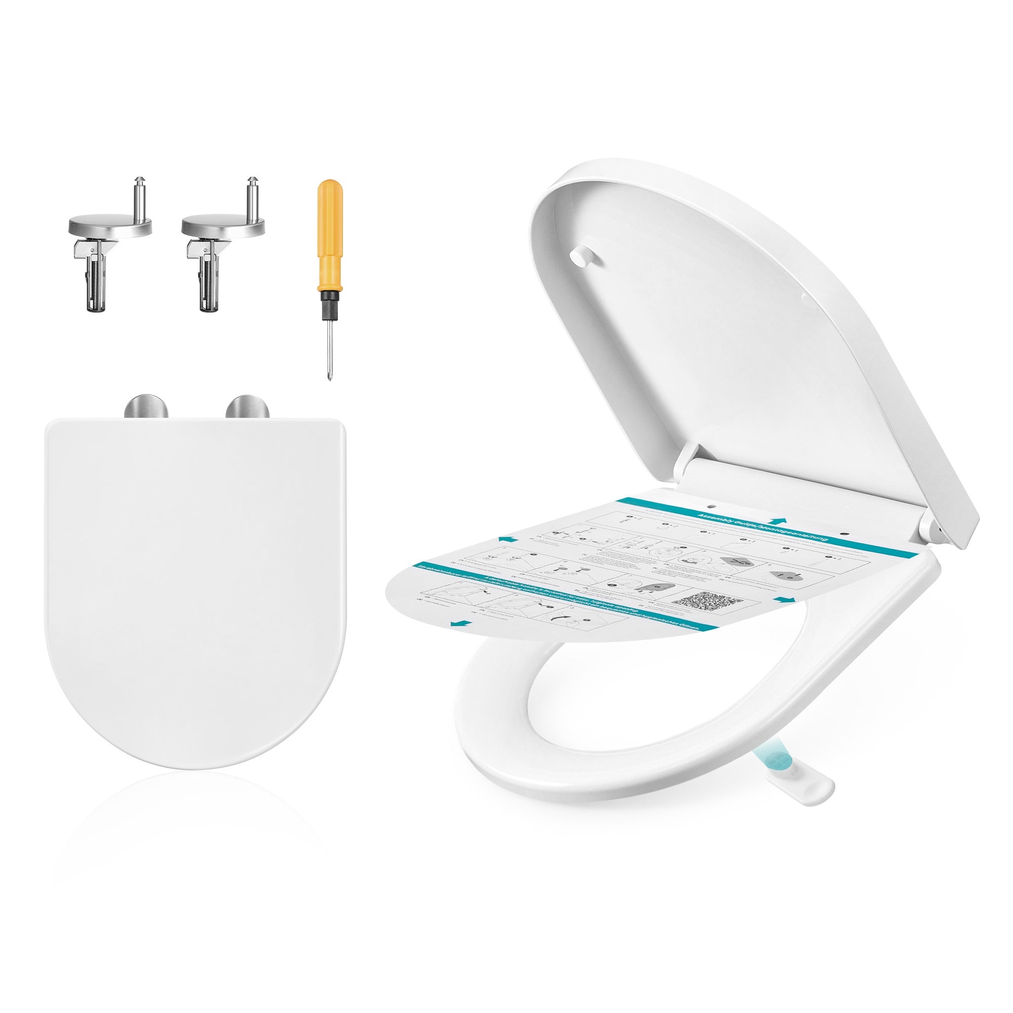 Toiletbril - 42,5 x 36,8 cm - softclose-mechanisme - afneembare zitting - PP-kunststof - wit - maximaal draagvermogen 300 kg