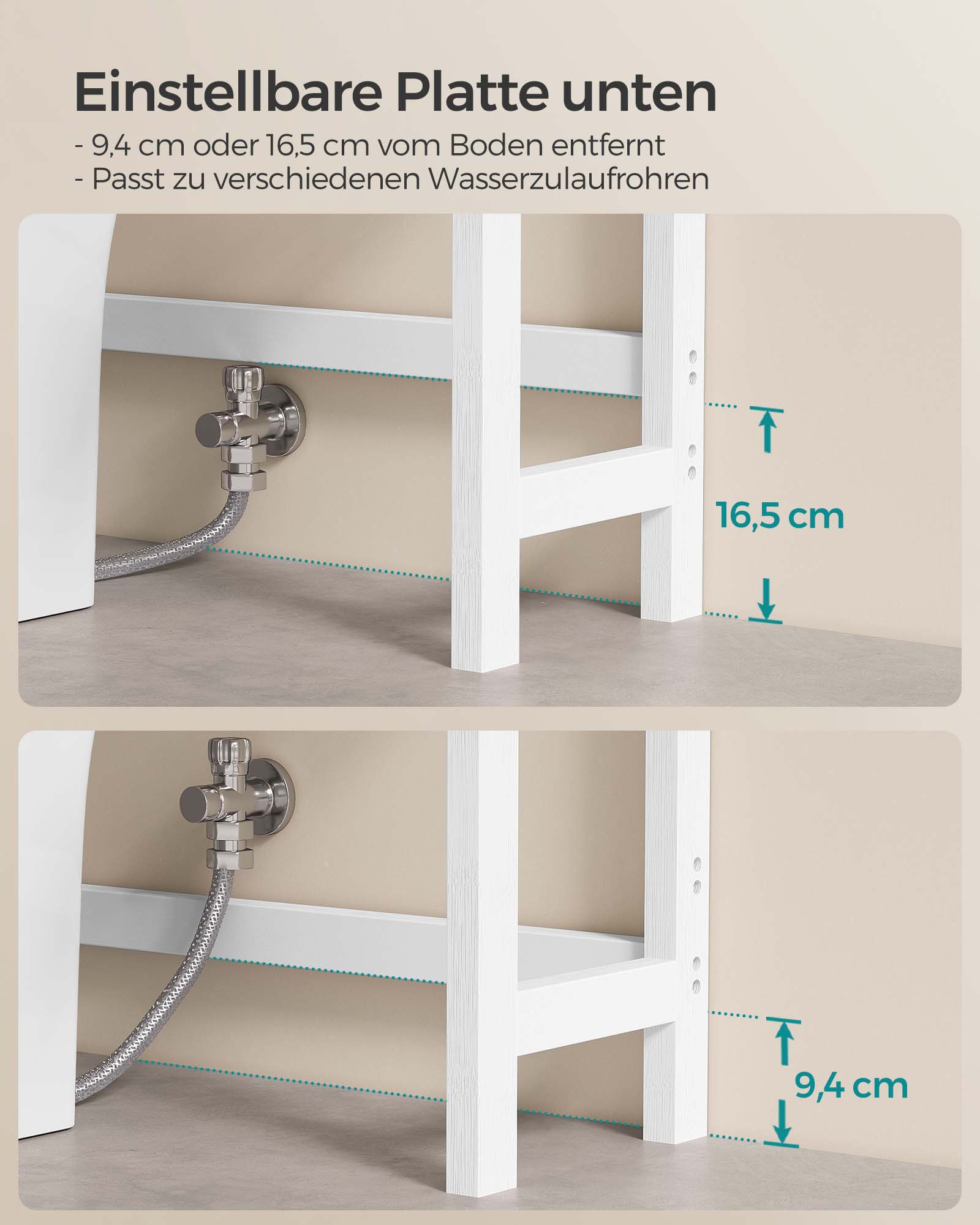 Badkamerplank – 3 niveaus – bamboe – wolkenwit-natuurlijke kleur