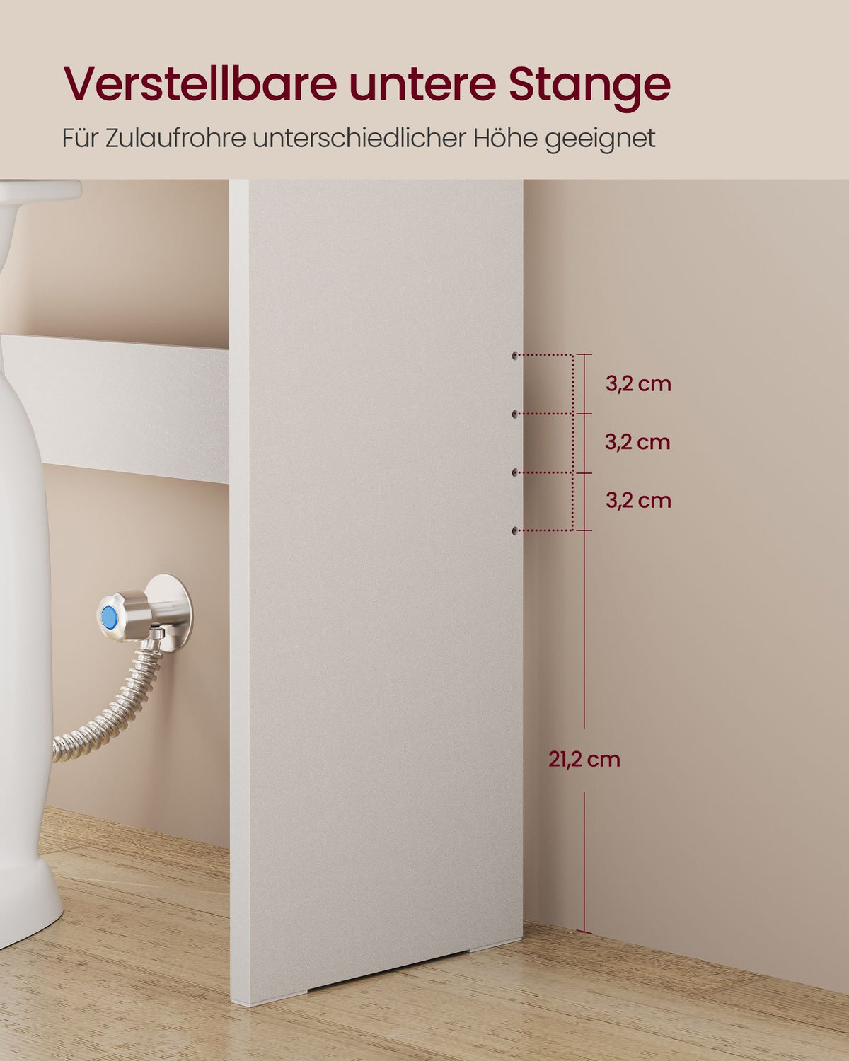 Badkamerkast – Smal en Hoog – Met Deuren en Planken – 62,4 x 20 x 170 cm – Wit