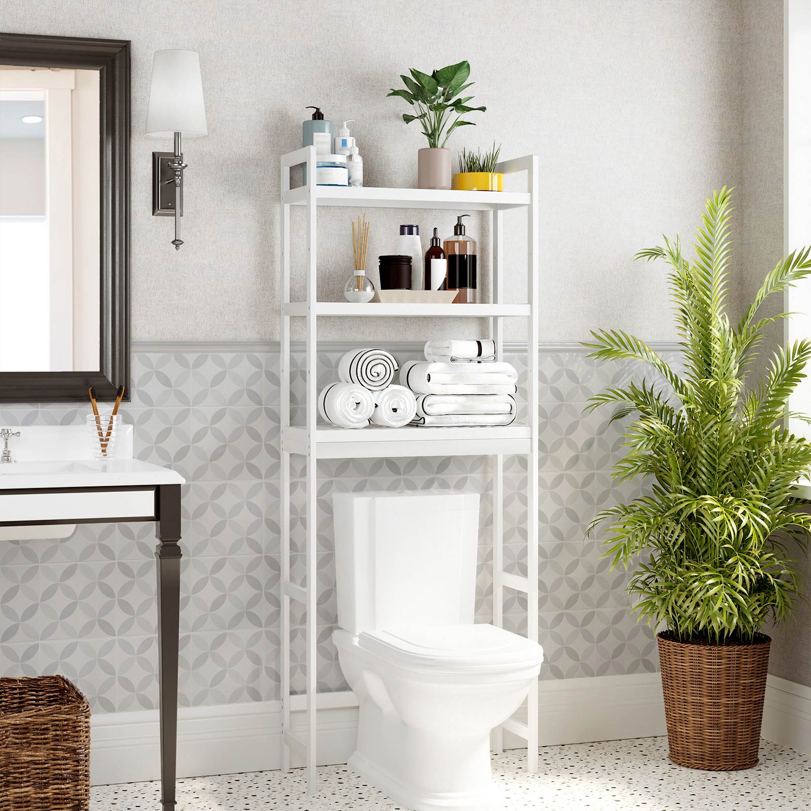 Toiletkast - Opslagkast voor badkamer - Boven het toilet - Wit
