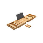 Bamboe badplank – verstelbaar – met bekerhouder – naturel