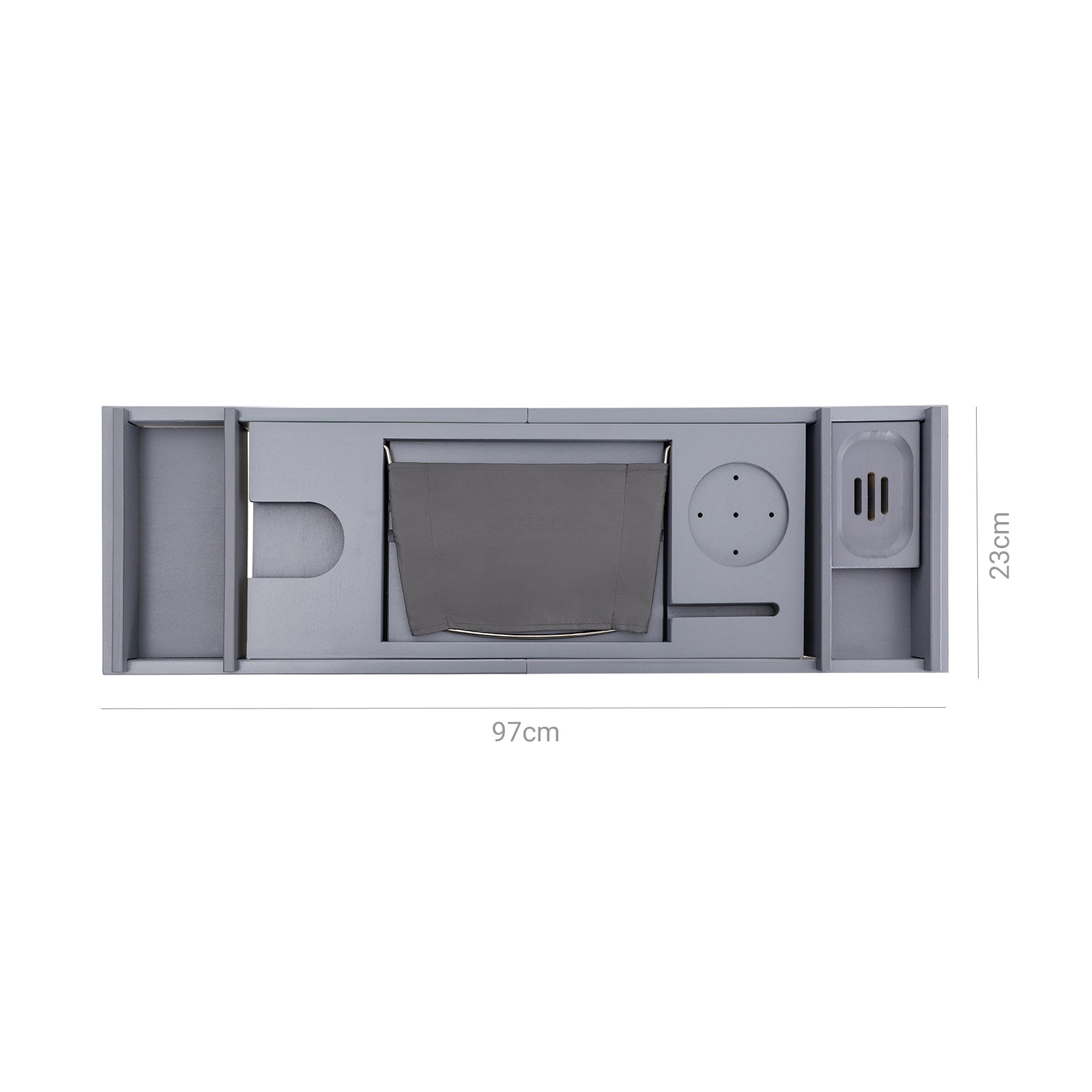 Badplank - Bamboe badrek - Verstelbaar (75-109) x 23 x 4,5 cm - Grijs