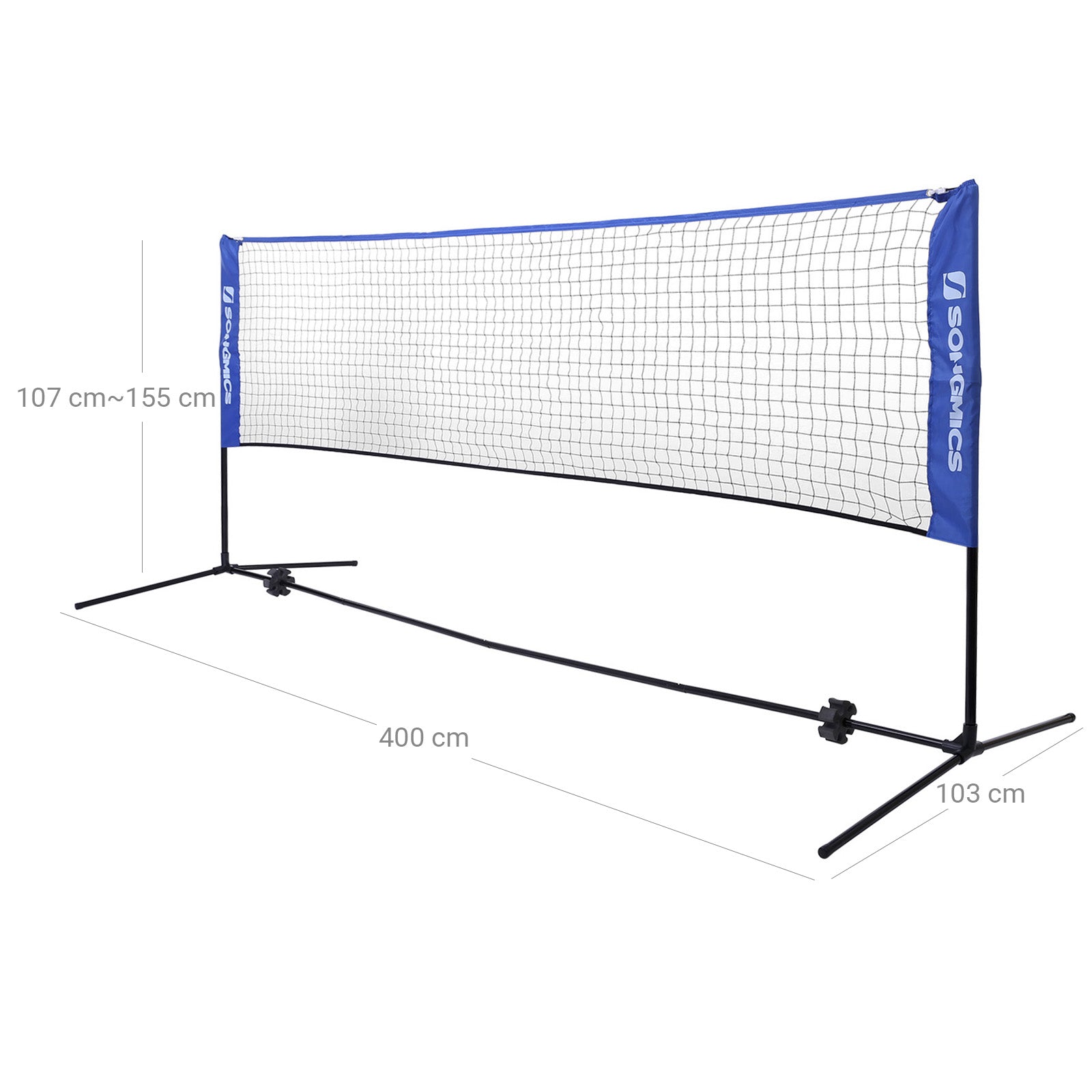 Badmintonnet - Verstelbaar tennisnet - 3 meter - Blauw