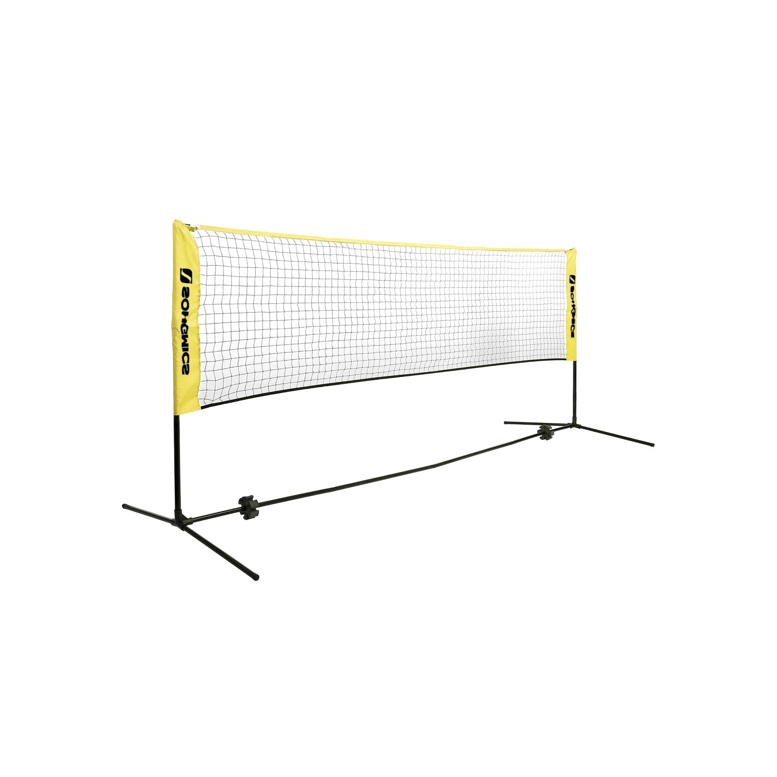 Badmintonnet - Verstelbaar tennisnet - Inclusief standaard en draagtas - Geel/Zwart