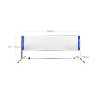 Badmintonnet - Verstelbaar tennisnet met ijzeren frame en tas - Blauw