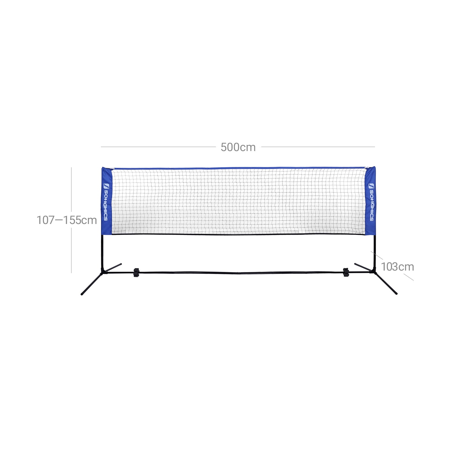 Badmintonnet - Verstelbaar tennisnet met ijzeren frame en tas - Blauw