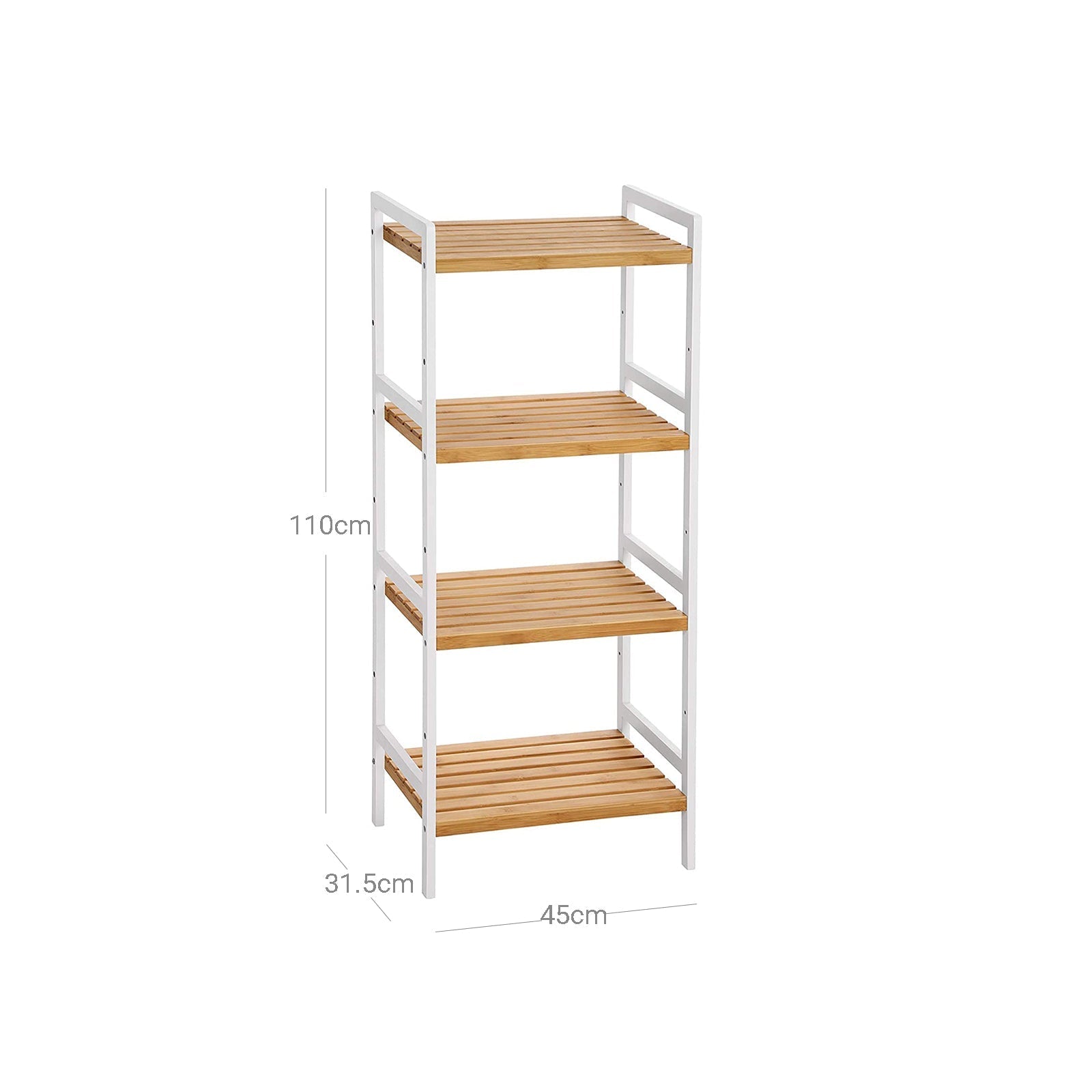 Badkamerrek - Bamboe rek met 4 planken - Naturel/Wit