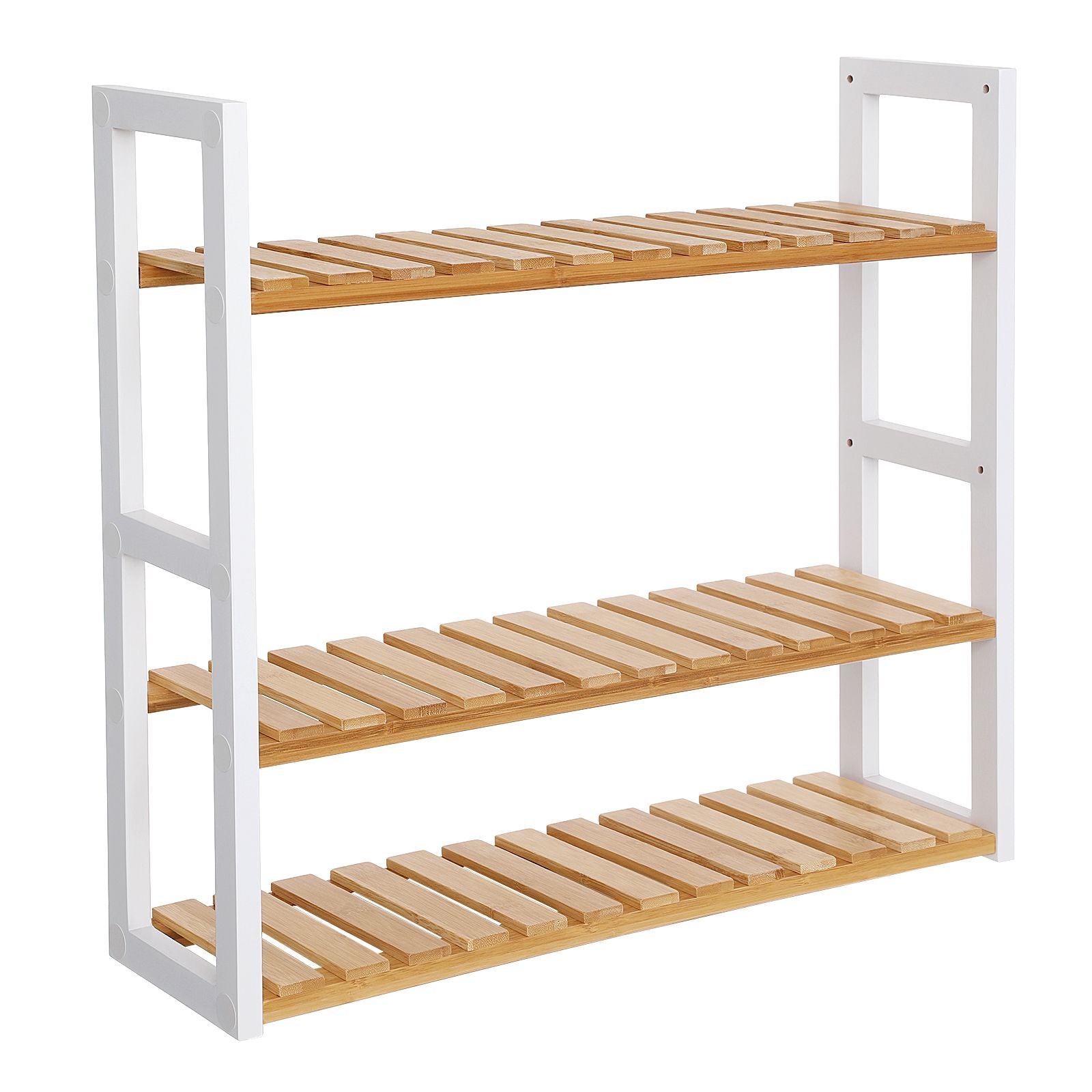 Badkamerrek - Met verstelbare planken - Bamboe - Naturel/Wit
