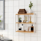 Badkamerrek - Met verstelbare planken - Bamboe - Naturel/Wit