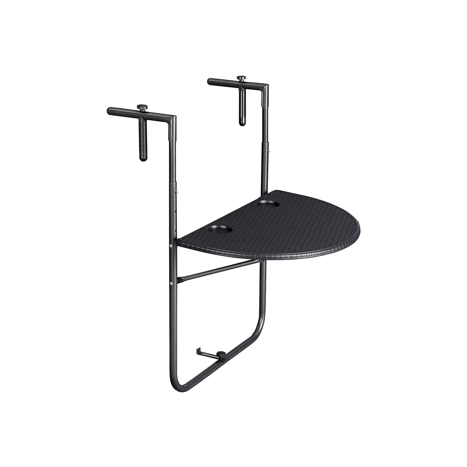 Balkonhangtafel – polyrotan – zwart