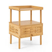 Bambu – nattbord med öppen hylla och hopfällbar dörr magnetlås, cm, naturfärgad – 41 x 31 x 59