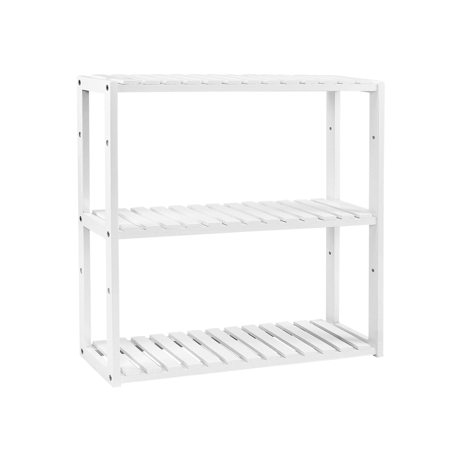 Badkamerrek – plantenrek – bamboe – 3 verstelbare planken – wit