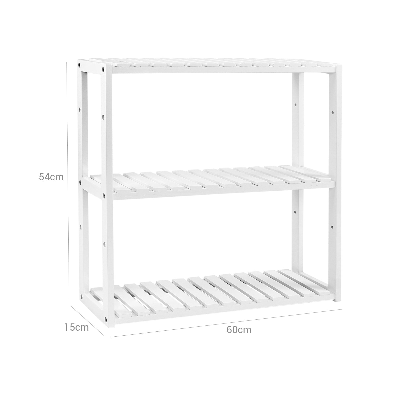 Badkamerrek – plantenrek – bamboe – 3 verstelbare planken – wit