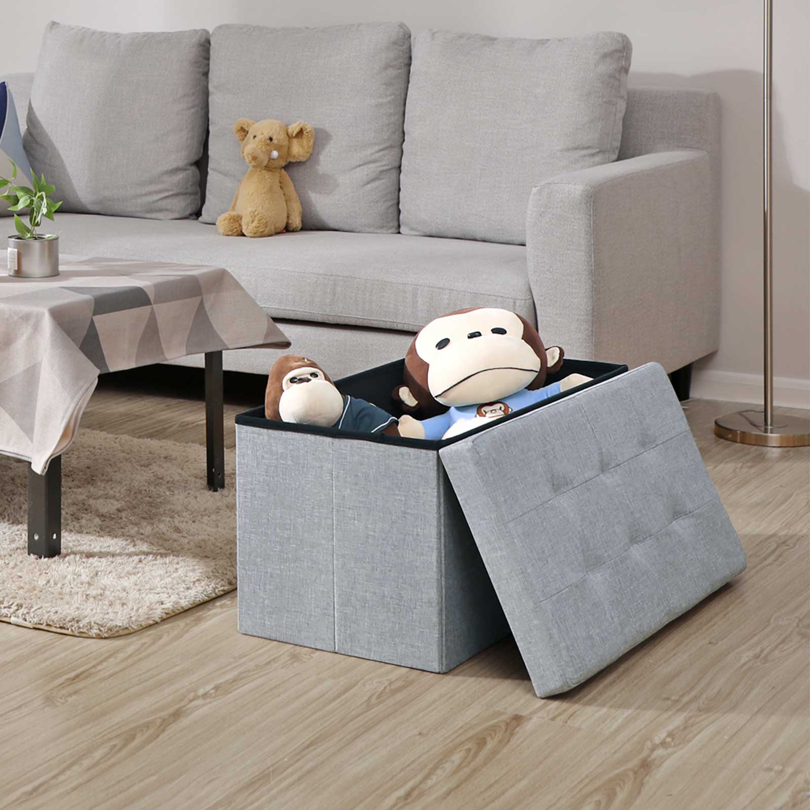 Zitbank – 80 L – opvouwbaar – 300 kg – 76 x 38 x 38 cm – lichtgrijs